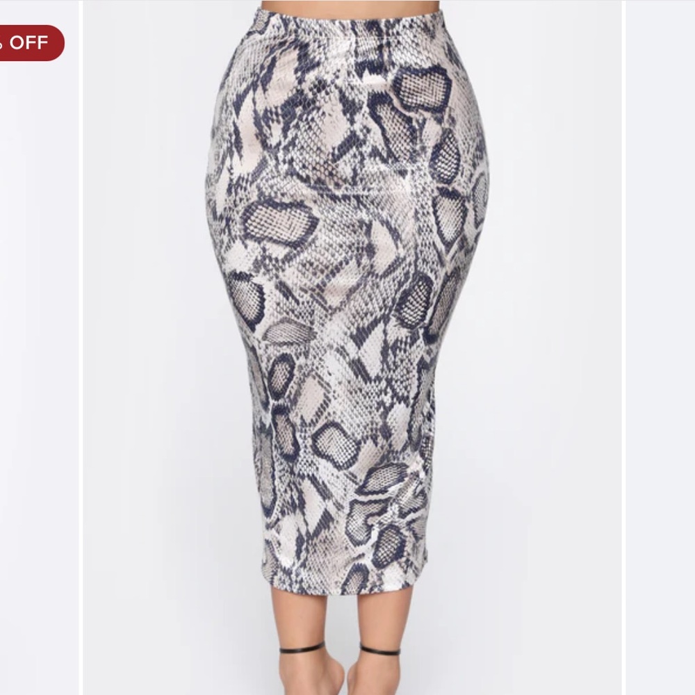 Fashion Nova Reptile Snake Print Midi Skirt - Picture 4 of 14